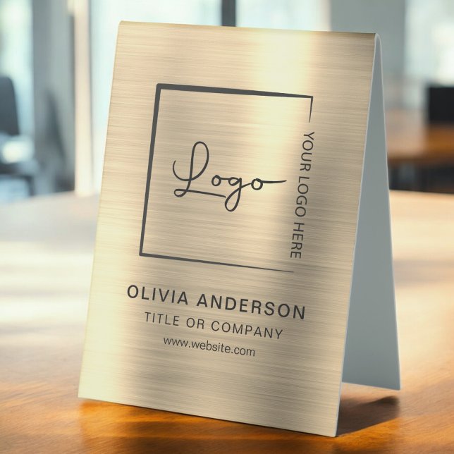 Plaque De Table Gold Minimalist logo professionnel moderne (Créateur téléchargé)