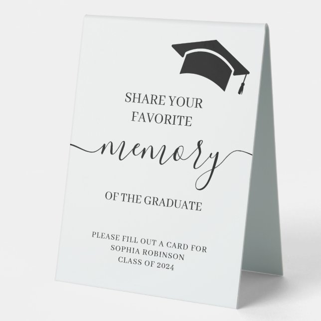 Plaque De Table Graduation Party Favori Mémoire Conseil invité (Recto)
