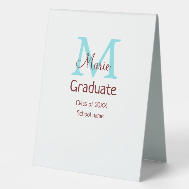 Plaque De Table Gradué ajouter nom monogramme vert rose simple min (Recto)