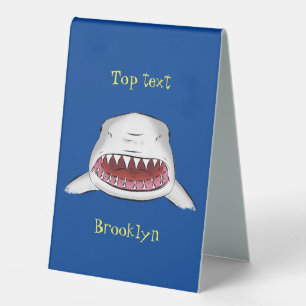 Plaque De Table Grand requin blanc moyen dessin animé