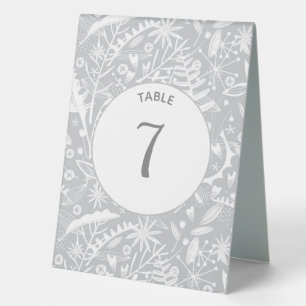 Plaque De Table Graphique moderne gris argenté floral