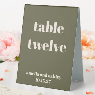 Plaque De Table Gras Olive Fall Retro Numéro de mariage personnali