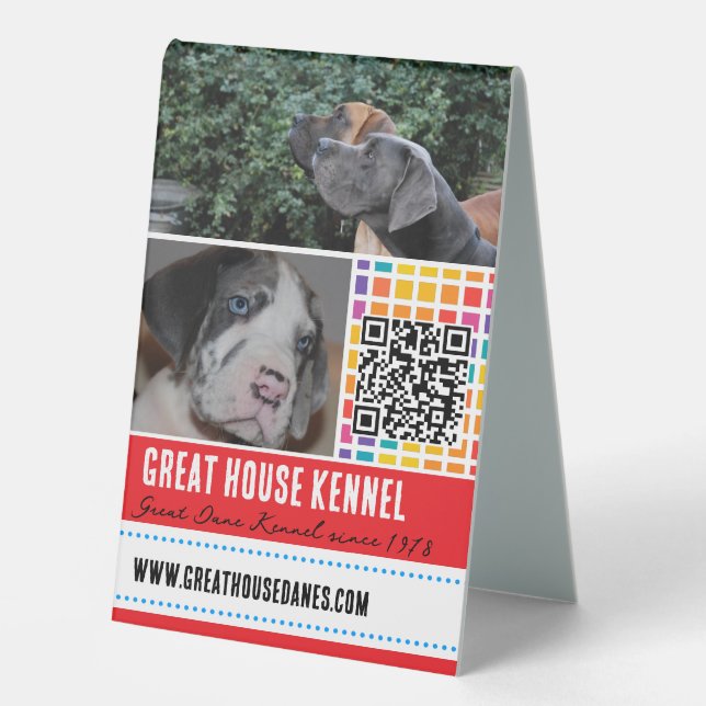 Plaque De Table Great Dane Kennel QR Code Signal promotionnel (Recto)