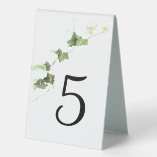 Plaque De Table Green English Ivy Watercolor Mariage Numéro de tab