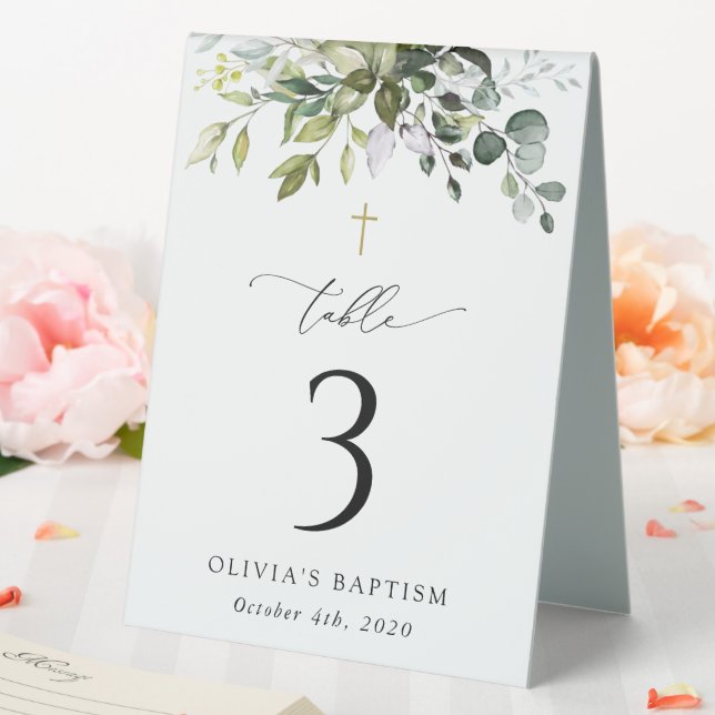 Plaque De Table Greenery, Eucalyptus Leaves, Baptism Table Numbers (In SItu (Mariage))
