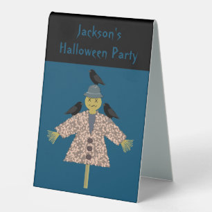 Plaque De Table Halloween paille épouvantail et ravens fête person