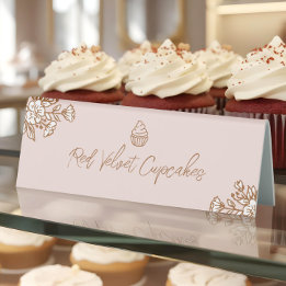 Plaque De Table Hand Drawn Florals Pink Cupcake Bakery Counter