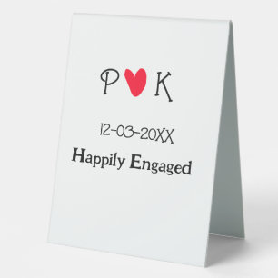 Plaque De Table Happily Engagé ajouter nom de couple date de lettr