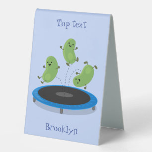 Plaque De Table Haricots verts mignons sur dessin animé trampoline