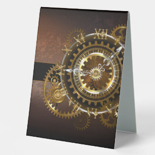 Plaque De Table Horloge Steampunk avec des engrenages anciens