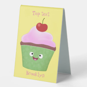 Plaque De Table Illustration de cupcake mignonne et heureuse en st