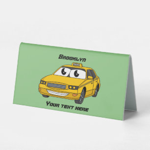 Plaque De Table Illustration de dessin animé amusant de taxi jaune