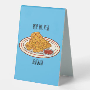 Plaque De Table Illustration de dessin animé sur le poulet frit