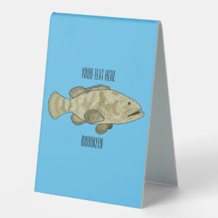 Plaque De Table Illustration de la caricature du poisson de mérou
