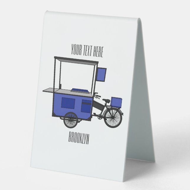 Plaque De Table Illustration de la charrette alimentaire (Recto)