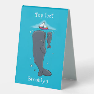Plaque De Table Illustration de mignons baleines et voiliers