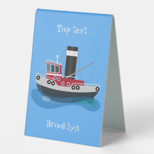 Plaque De Table Illustration d'un bateau à chalutier mignon