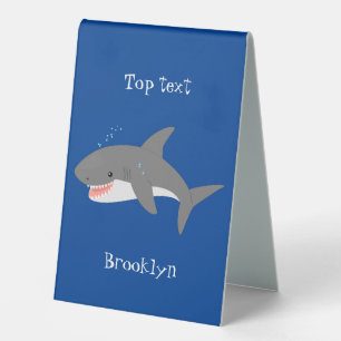 Plaque De Table Illustration joyeuse du grand requin blanc
