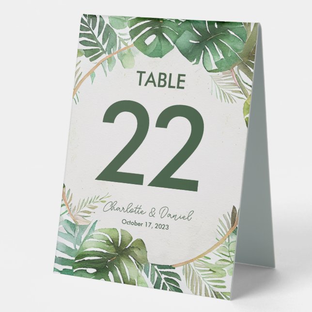 Plaque De Table Impression aquarelle topique | MARIAGE (Recto)
