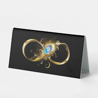 Plaque De Table Infinité avec plume de paon doré