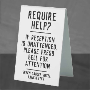 Plaque De Table Instructions de réception de l'hôtel sans surveill
