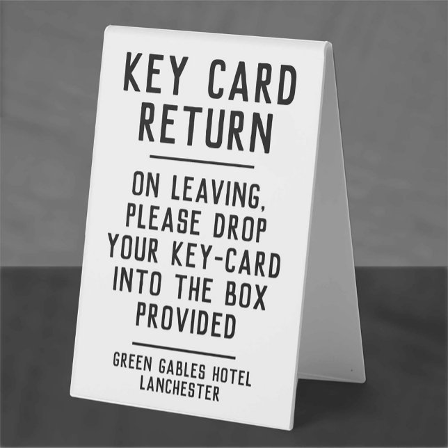 Plaque De Table Instructions de retour de la carte clé de l'hôtel (Créateur téléchargé)