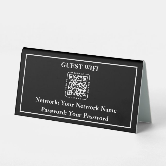 Plaque De Table Instructions WiFi avec table tente code QR (Recto)