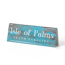 Isle of Palms Beach Nom Distressed Blue Wood