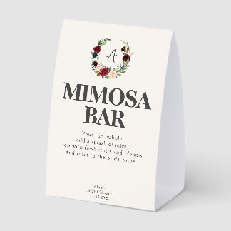 Plaque De Table Jardin Floral Bar Mimosa Shower de Mariage Élégant
