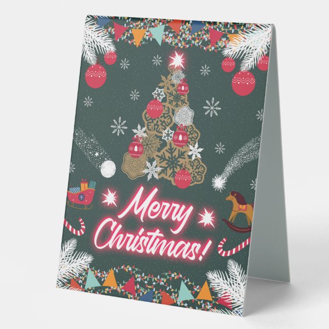 Plaque De Table Joie à feuillage persistant de Noël (Recto)