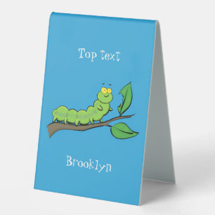 Plaque De Table Joli dessin animé de chenille verte mignonne