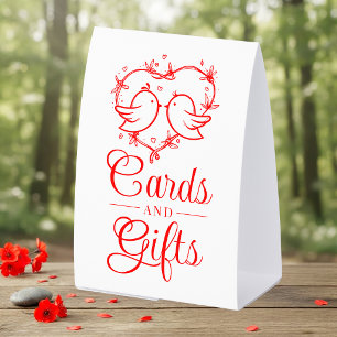 Plaque De Table Jolis Inséparables Bohème Cartes Cadeaux Cœur Roug