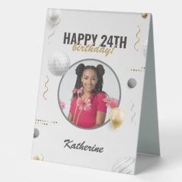 Plaque De Table Joyeux Anniversaire simple personnalisé cadeau pho