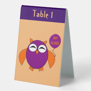 Plaque De Table Joyeux hibou de fête d'Halloween personnalisé