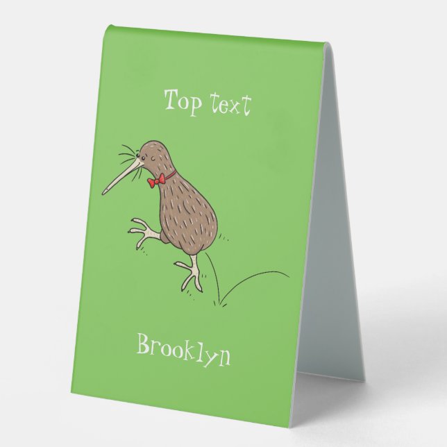 Plaque De Table Joyeux kiwi de saut avec dessin de cravate arc (Recto)