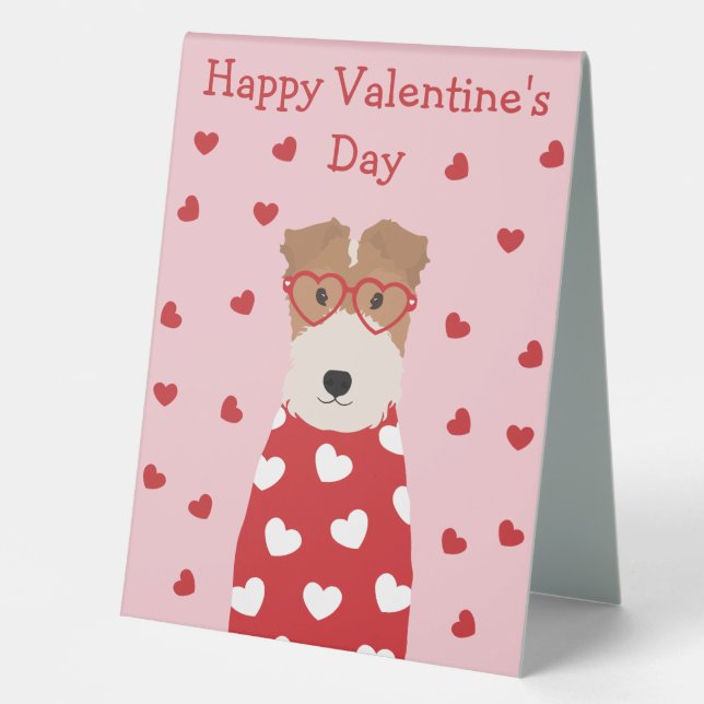 Plaque De Table Joyeux Valentines Jour Fil Fox Terrier Chien (Recto)