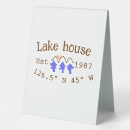 Plaque De Table Lake house et. Date année coordonnées personnalisé