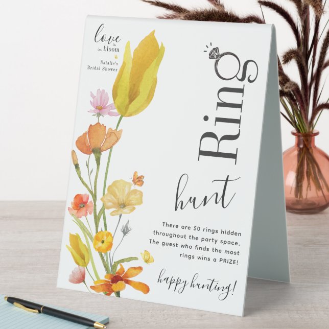 Plaque De Table L'amour est dans Bloom Ring Hunt Fête des mariées  (En SItu (Tableau))