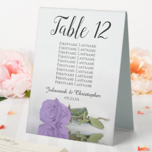 Plaque De Table Lavender Purple Rose Numéro de Mariage Carte de si