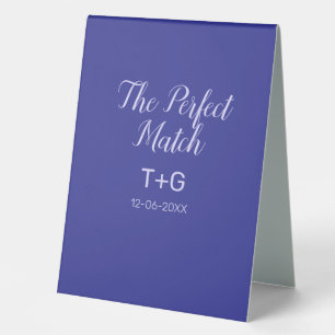 Plaque De Table Le parfait accord bleu royal luxe ajout couple nom