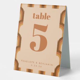 Plaque De Table les années 70 rétro super Design en Mariage Brown 