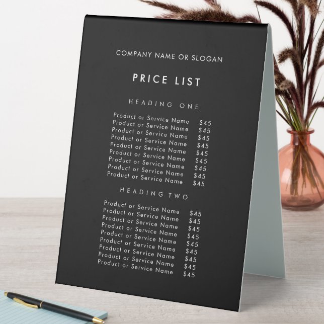 Plaque De Table Liste de prix minimaliste des noms commerciaux noi (En SItu (Tableau))