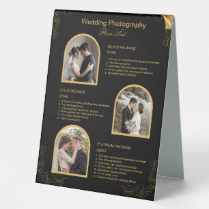 Plaque De Table Liste des prix de la photographie Mariage moderne 