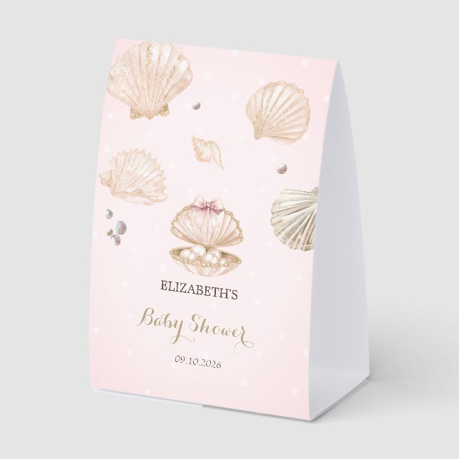 Plaque De Table Little Pearl Seashells Dots Baby Shower (Recto)
