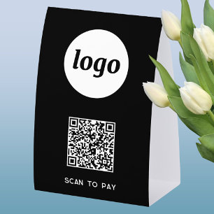 Plaque De Table Logo Code QR Entreprise Scannez pour Payer