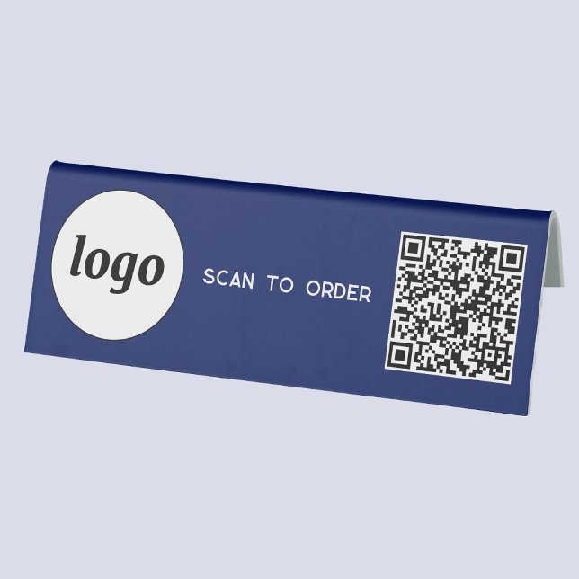 Plaque De Table Logo de code QR Analyse d'entreprise pour commande (Logo QR code Scan to Order table tent sign for cafe bar restaurant shop store stall business)