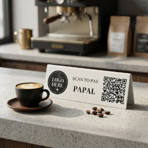 Plaque De Table Logo de code QR de paiement par scan minimaliste m