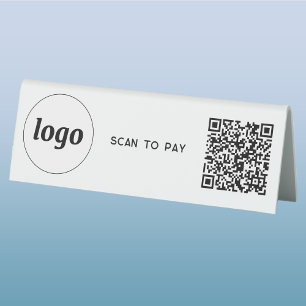 Plaque De Table Logo de code QR Entreprise Scannez pour payer