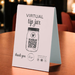 Plaque De Table Logo de code QR Jar de conseil virtuel rose
