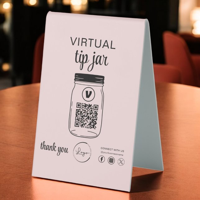 Plaque De Table Logo de code QR Jar de conseil virtuel rose (Créateur téléchargé)